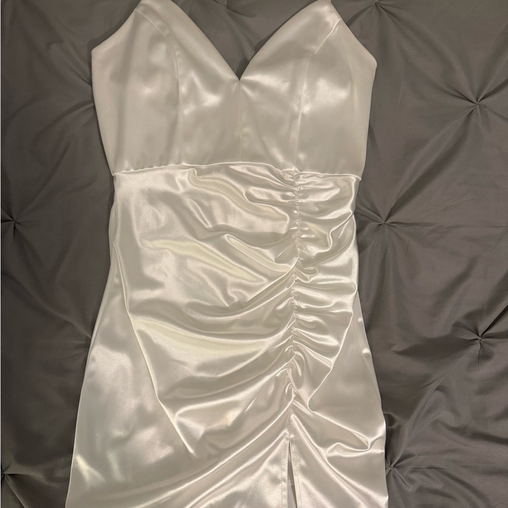 Elegant White Satin Dress